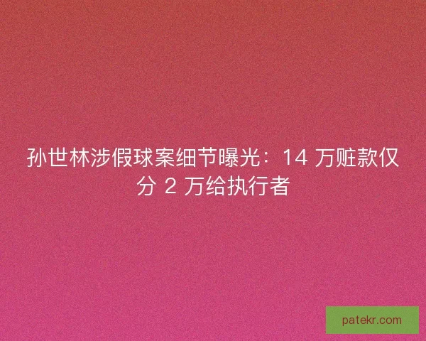 孙世林涉假球案细节曝光：14 万赃款仅分 2 万给执行者