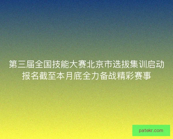 第三届全国技能大赛北京市选拔集训启动报名截至本月底全力备战精彩赛事