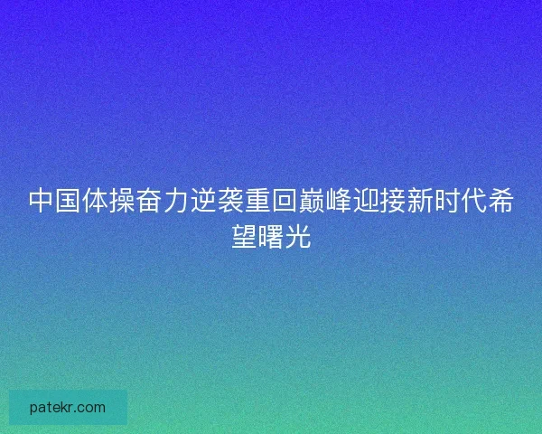 中国体操奋力逆袭重回巅峰迎接新时代希望曙光